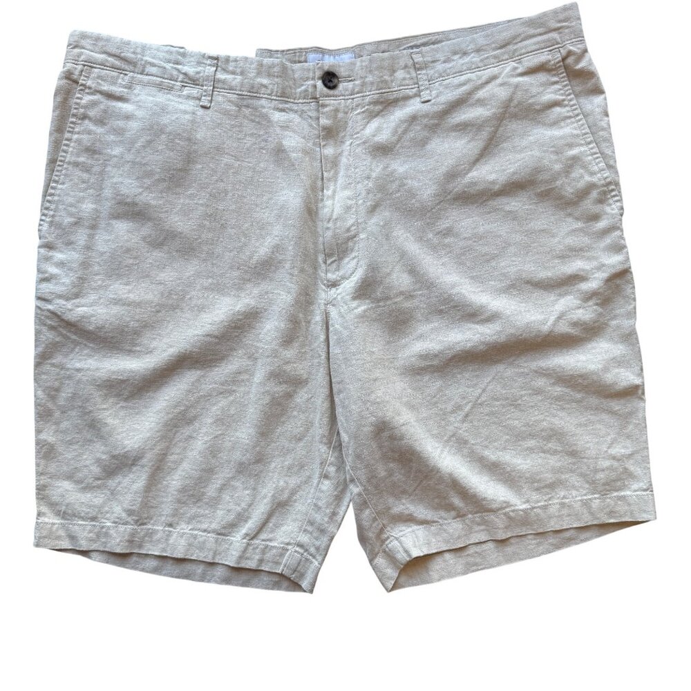 The Every Wear Flat-Front Linen-Cotton Shorts Beige Casual Wear Mens Size 42